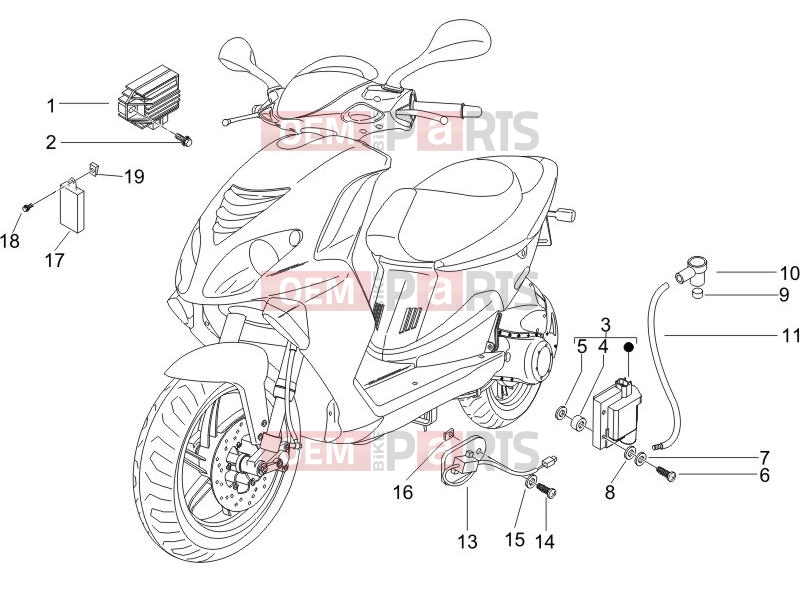 PIAGGIO NRG Power DT Electrical system » Voltage Regulators - Electronic Control Units (ecu) - H.T. Coil