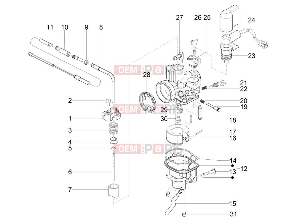 PIAGGIO NRG Power DD Engine » Carburetor's components