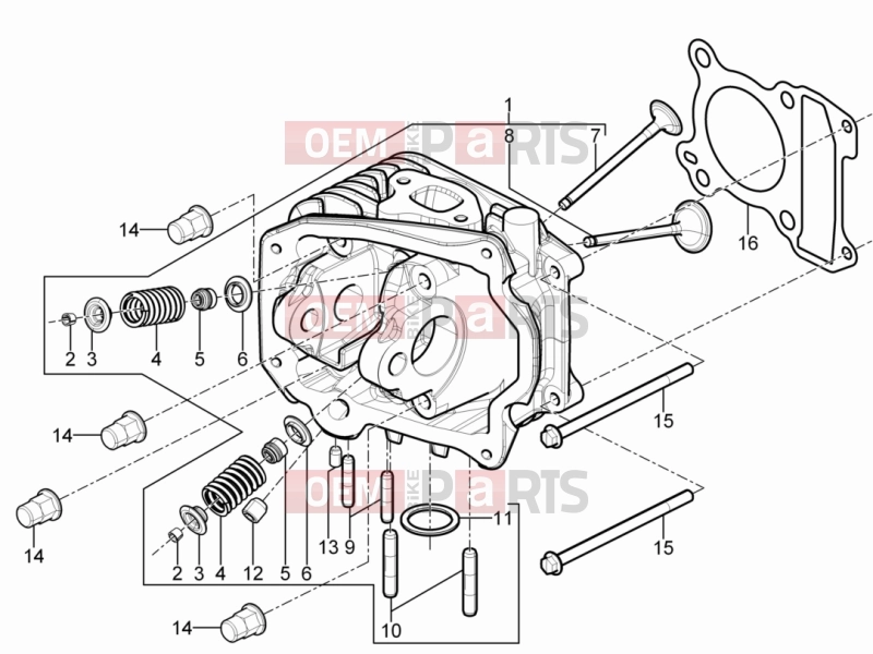 PIAGGIO Typhoon 125 4T 2V Engine » Head unit - Valve