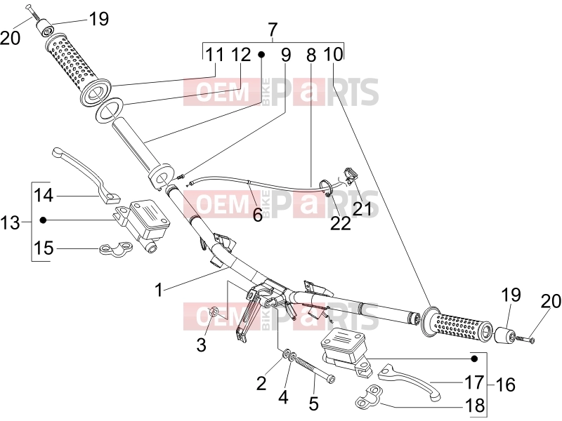 PIAGGIO X Evo 125 Handlebars/Steering » Handlebars - Master cil.