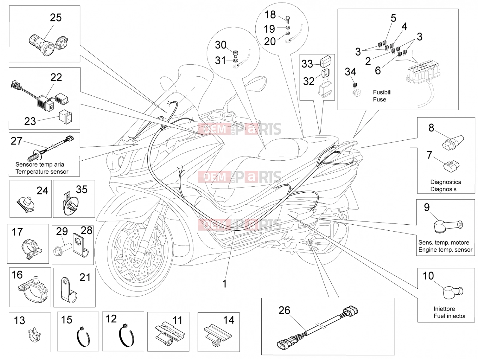 PIAGGIO X10 125 4V I.E. Electrical system » Main cable harness