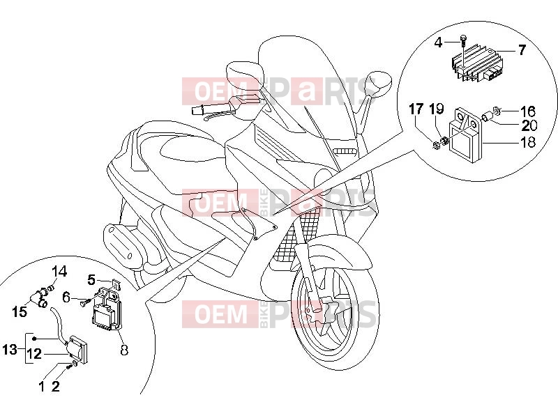 PIAGGIO X8 200 Electrical system » Voltage Regulators - Electronic Control Units (ecu) - H.T. Coil