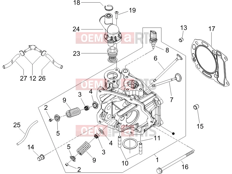 PIAGGIO X8 200 Engine » Head unit - Valve