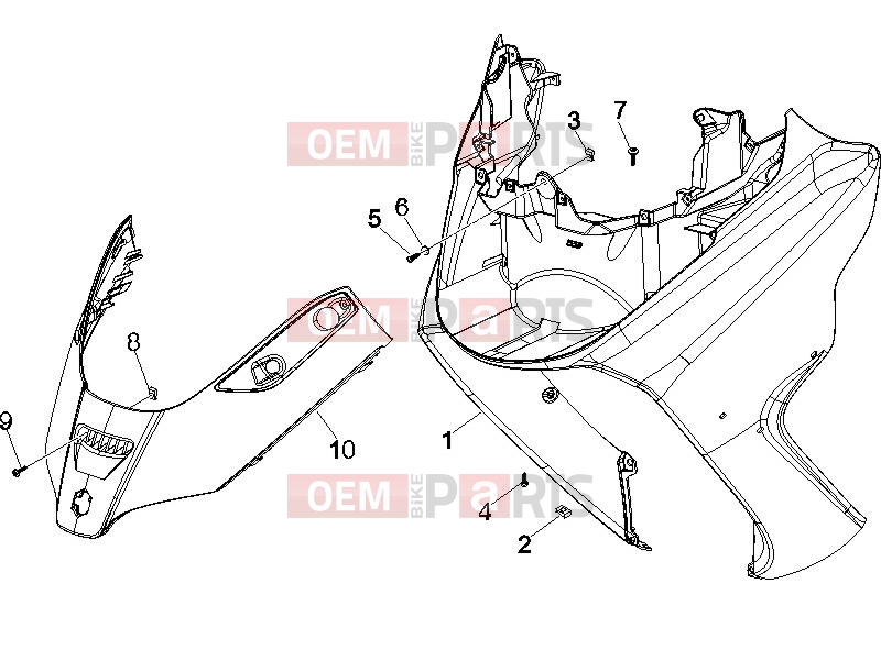 PIAGGIO X8 200 Frame - Plastic parts - Coachwork » Front shield