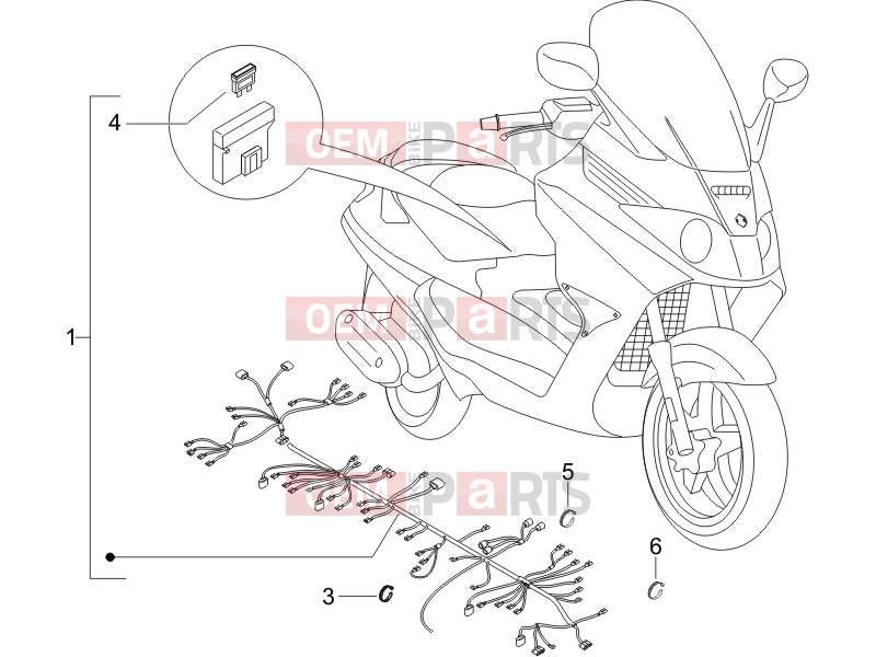 PIAGGIO X8 250 ie Electrical system » Main cable harness