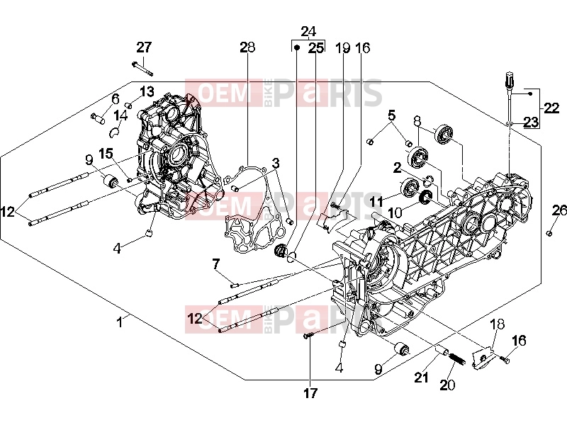 PIAGGIO X8 250 ie Engine » Crankcase
