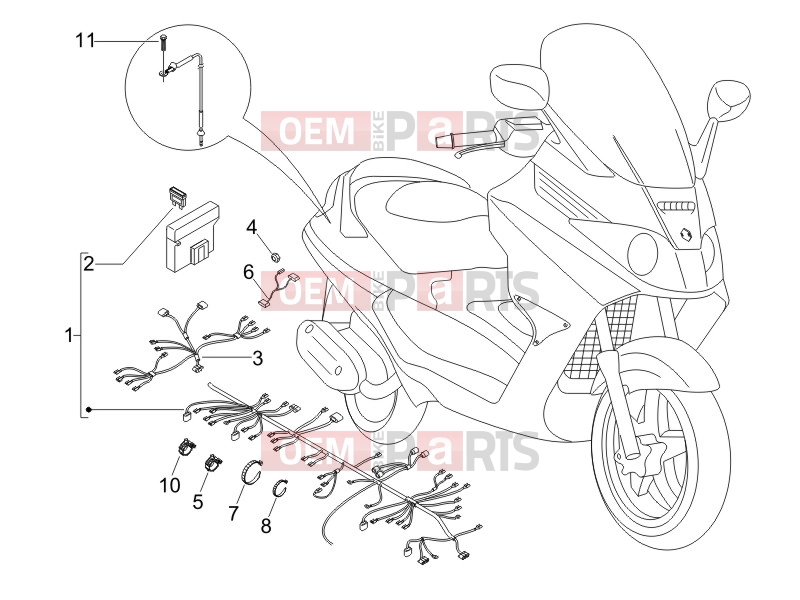 PIAGGIO X8 400 ie Electrical system » Main cable harness