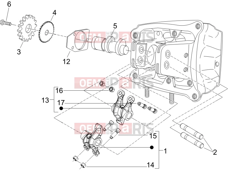 PIAGGIO X8 400 ie Engine » Rocking levers support unit