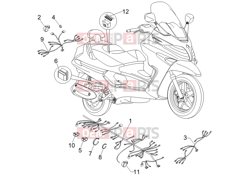 PIAGGIO X8 400 ie Electrical system » Main cable harness