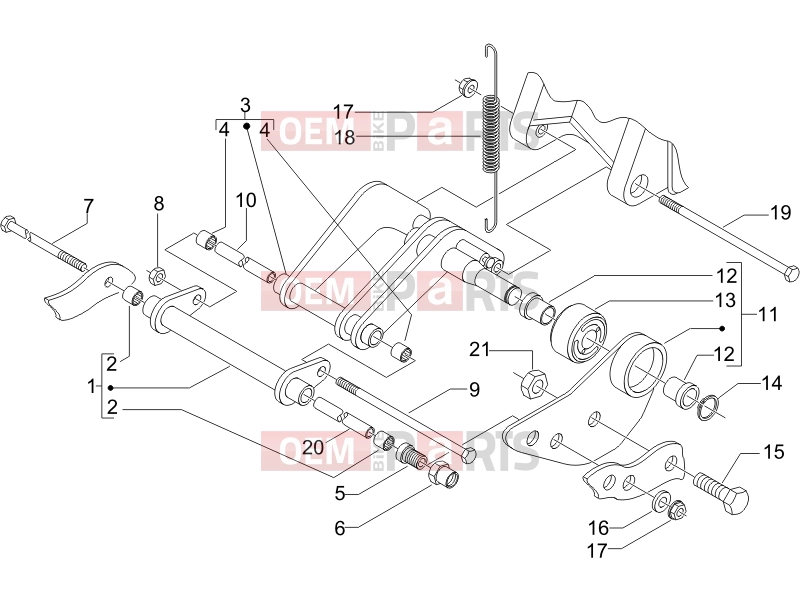 PIAGGIO X9 125 Evolution Suspensions - Wheels » Swinging arm