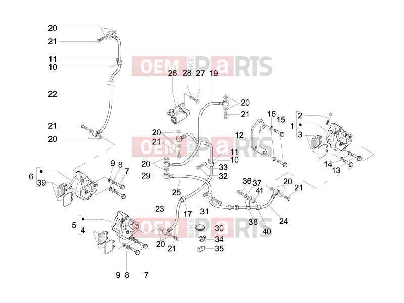 PIAGGIO X9 250 Evolution Braking system - Transmissions » Brakes pipes - Calipers