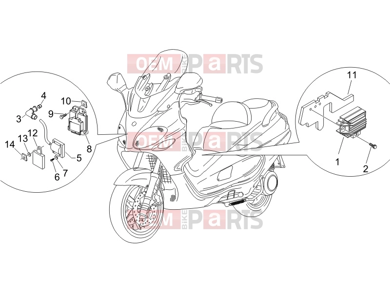 PIAGGIO X9 250 Evolution Electrical system » Voltage Regulators - Electronic Control Units (ecu) - H.T. Coil
