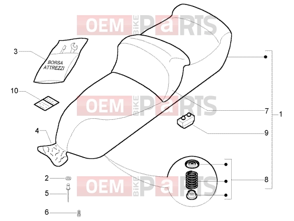 PIAGGIO váz » saddle-tools kit- sattel-
