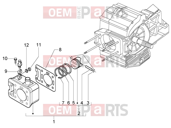 PIAGGIO Engine » Cylinder-piston-wrist pin, assy