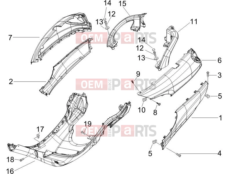 PIAGGIO X9 500 Evolution Frame - Plastic parts - Coachwork » Side cover - Spoiler
