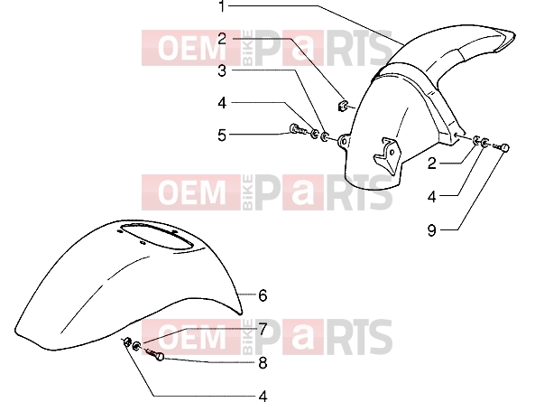 PIAGGIO Chassis » Front and rear mudguard