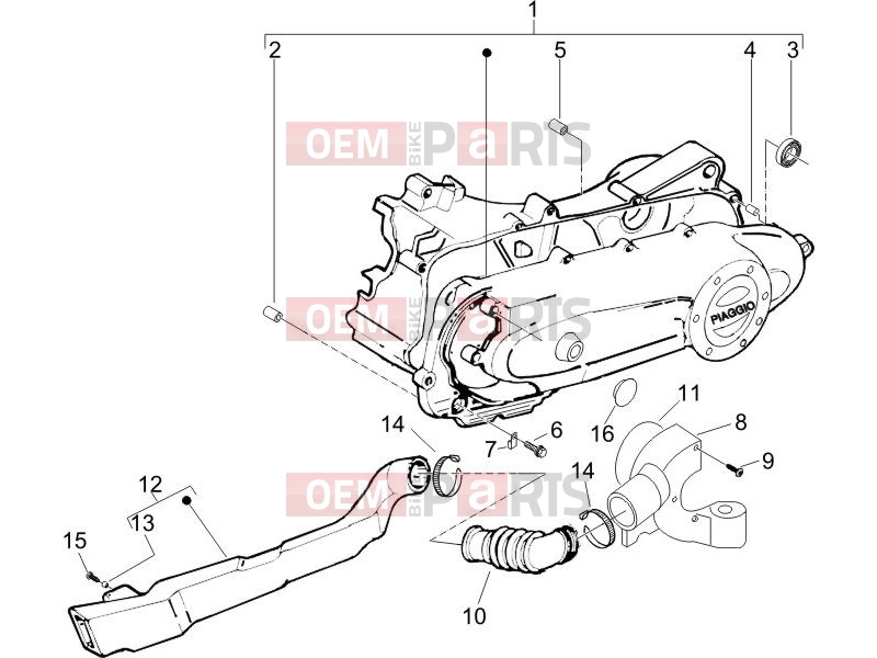 PIAGGIO Zip 100 4T Engine » Crankcase cover - Crankcase cooling