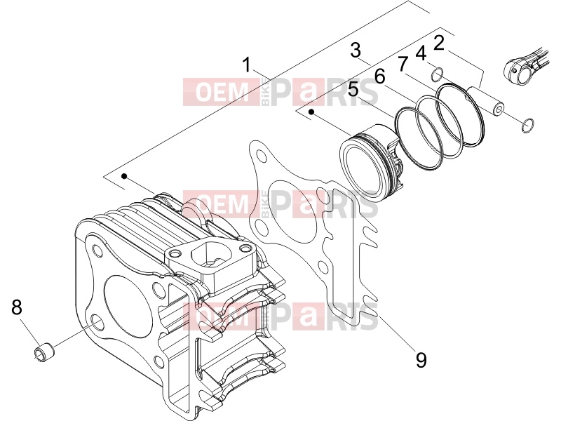PIAGGIO Zip 50 4T Engine » Cylinder-piston-wrist pin unit