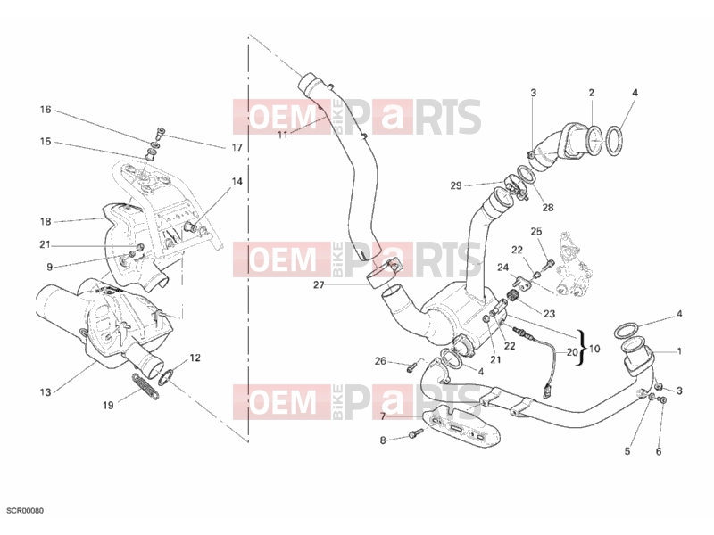 DUCATI 2008 Multistrada 1100 S EXHAUST SYSTEM » EXHAUST SYSTEM