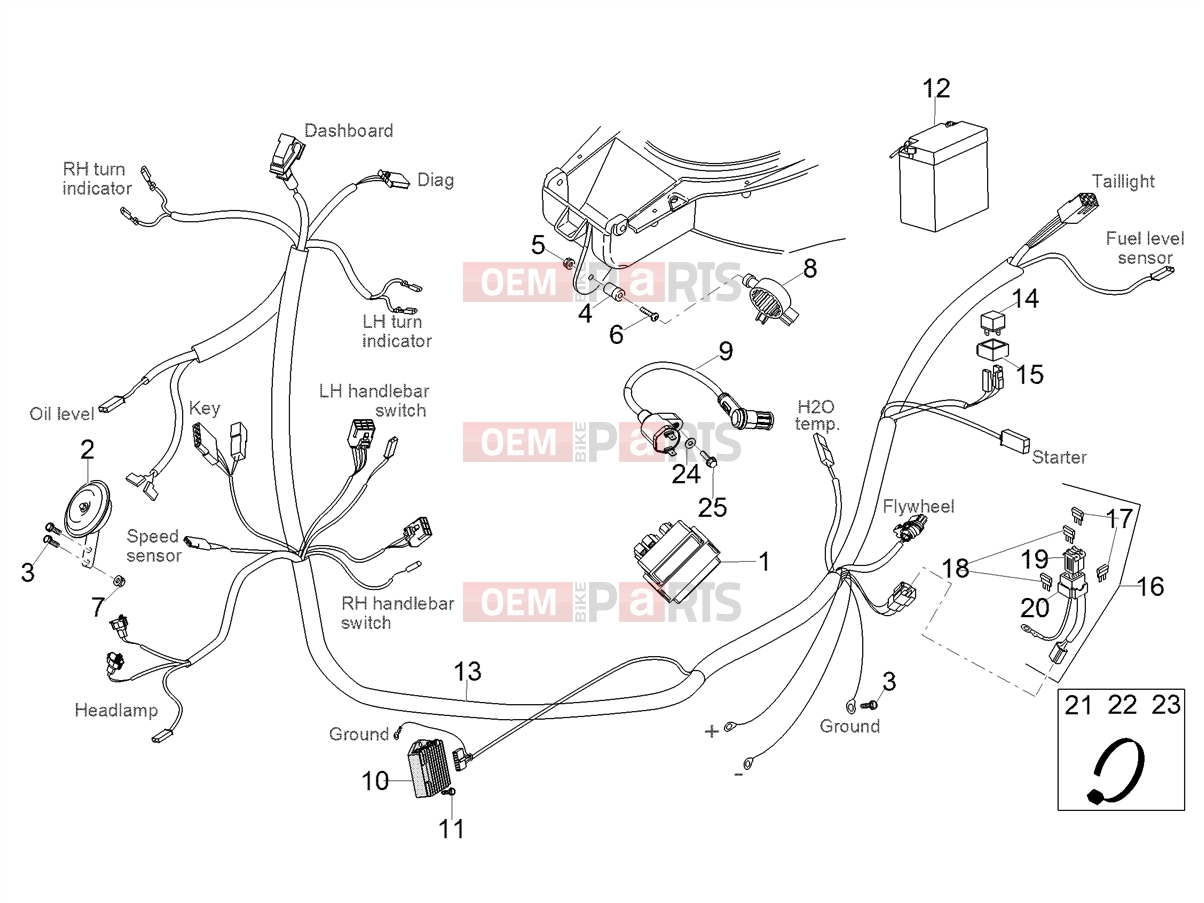 APRILIA SR 50 R Electrical systems » Central electrical system