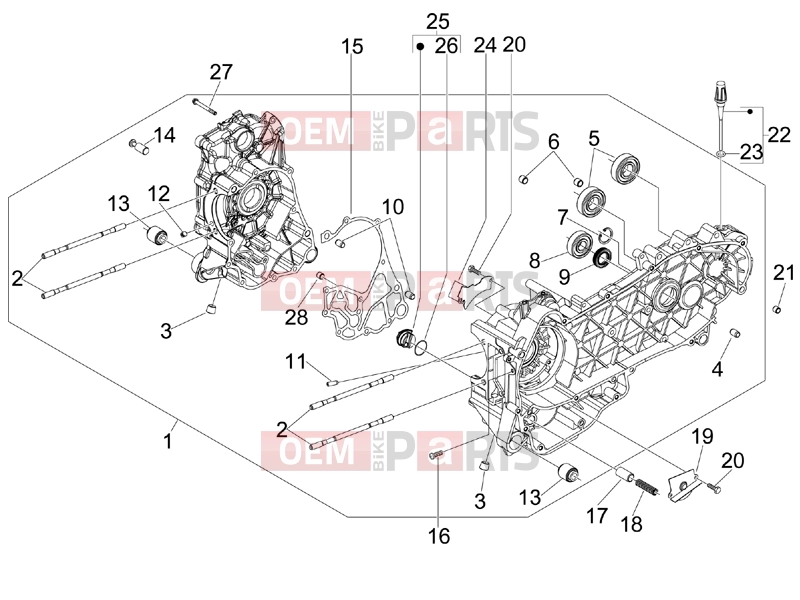 APRILIA SR MAX 125 Engine » Crankcase