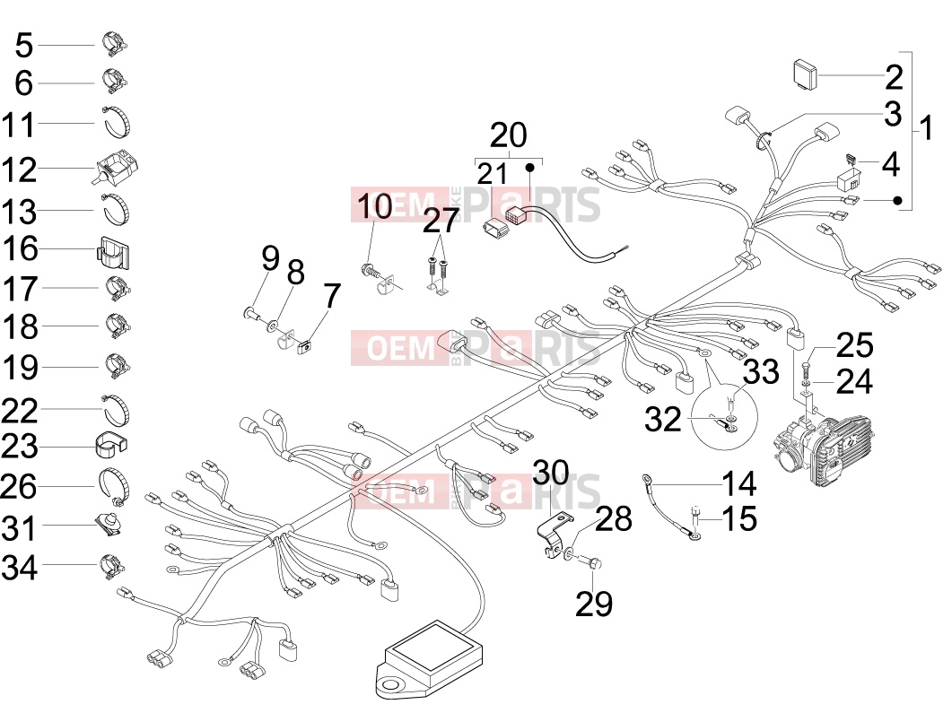 APRILIA SR MAX 125 Electrical system » Main cable harness