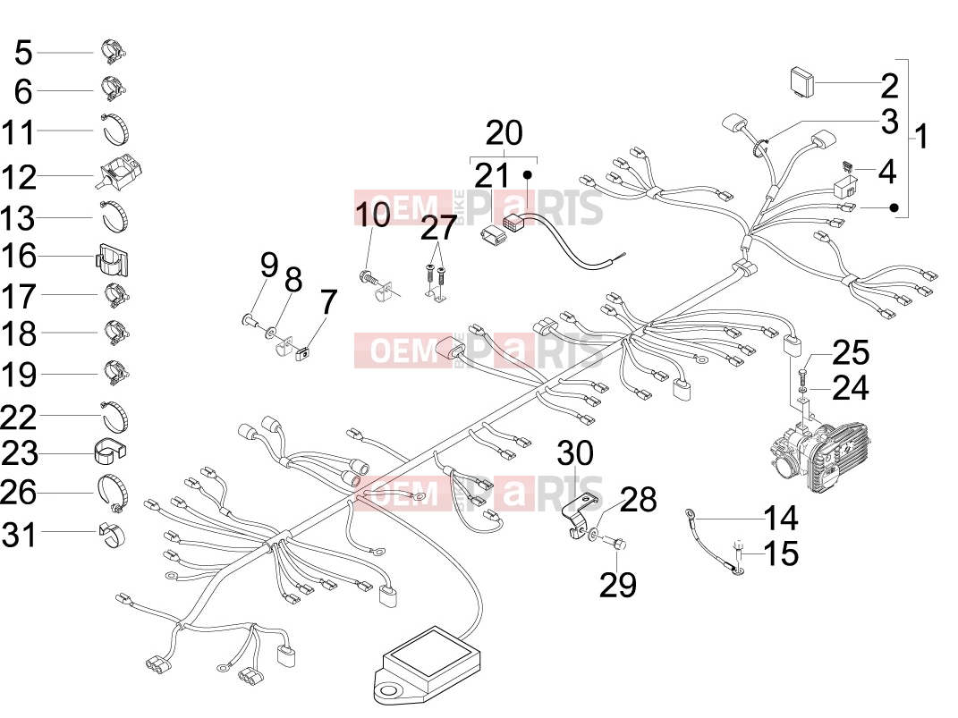 APRILIA SR MAX 300 Electrical system » Main cable harness