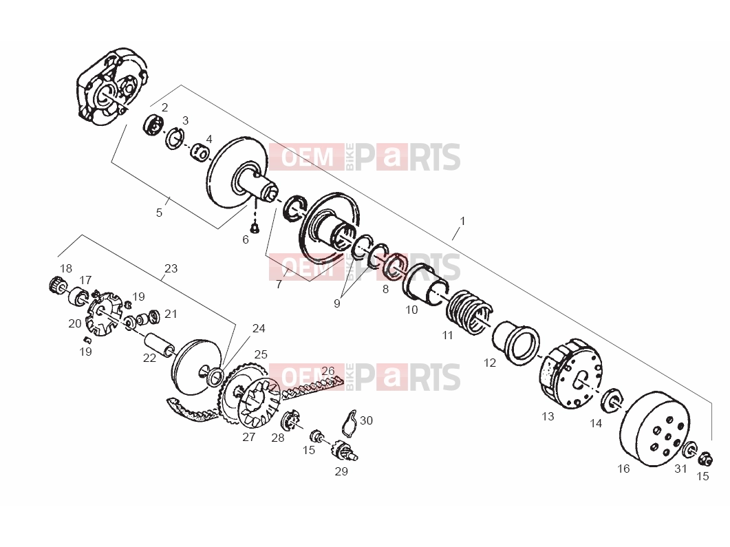 derbi Atlantis 50 2T Tables » Variator