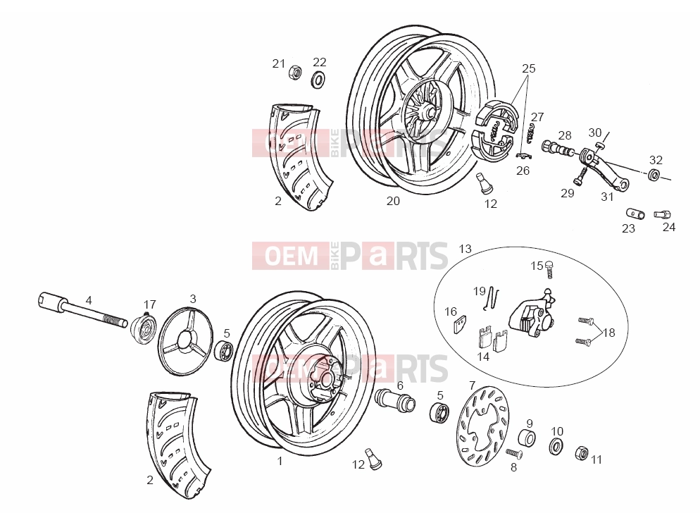 derbi Atlantis 50 2T Tables » Front wheel