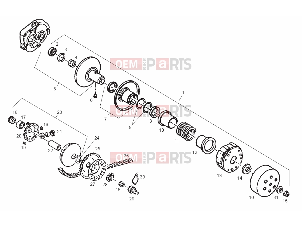 derbi Atlantis 50 2T Tables » Variator