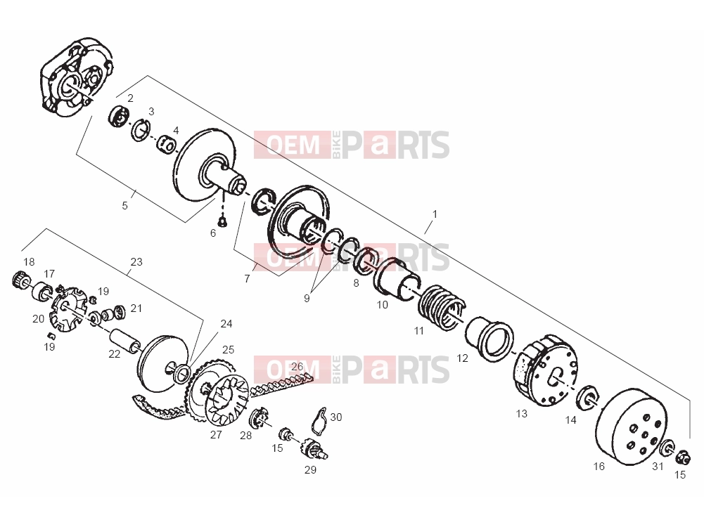 derbi Atlantis 50 2T Bullet Tables » Variator