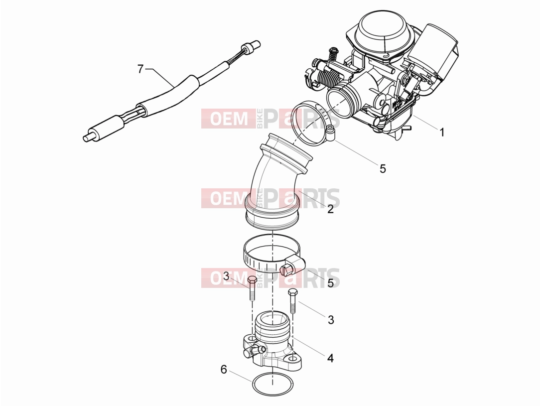derbi Boulevard 100 4T Engine » Carburettor, assembly - Union pipe