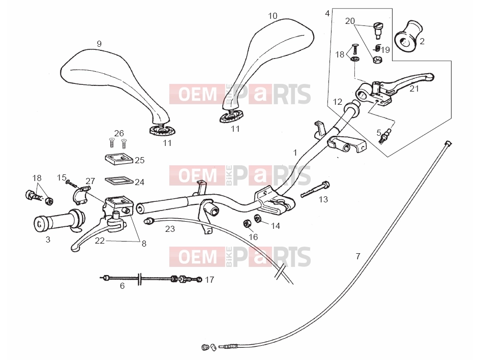 derbi Boulevard 125-150 4T Tables » Handlebar - Controls