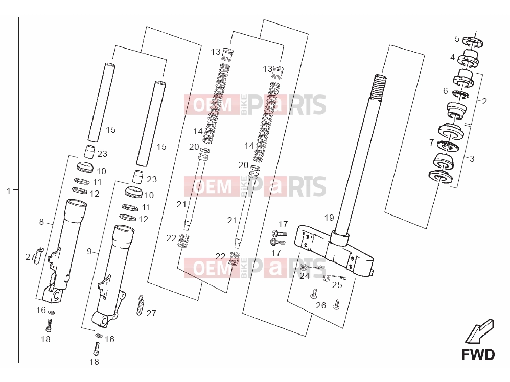 derbi Boulevard 125-150 4T Tables » Front fork SEBAC