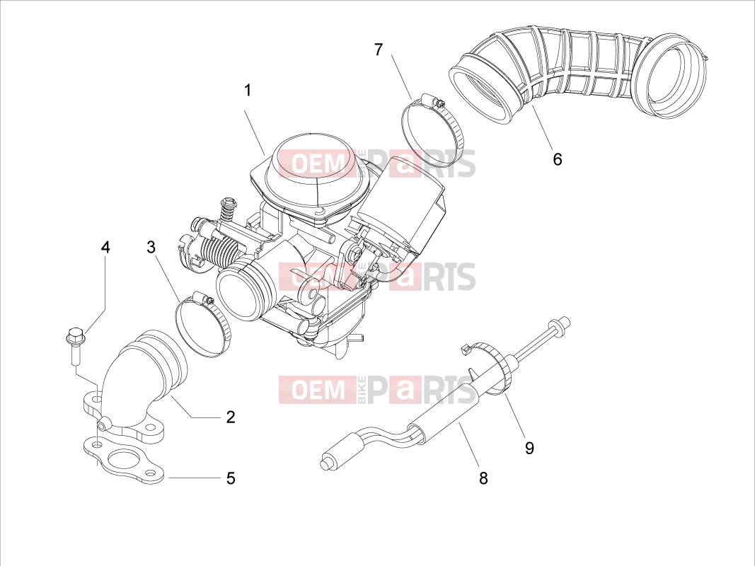 derbi Boulevard 150 4T Engine » Carburettor, assembly - Union pipe