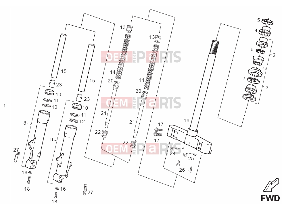 derbi Boulevard 200 4T Tables » Front fork SEBAC