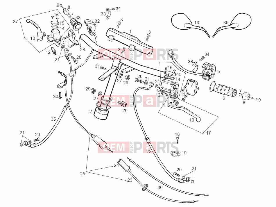 derbi GP1 50 Tables » Handlebar - Controls