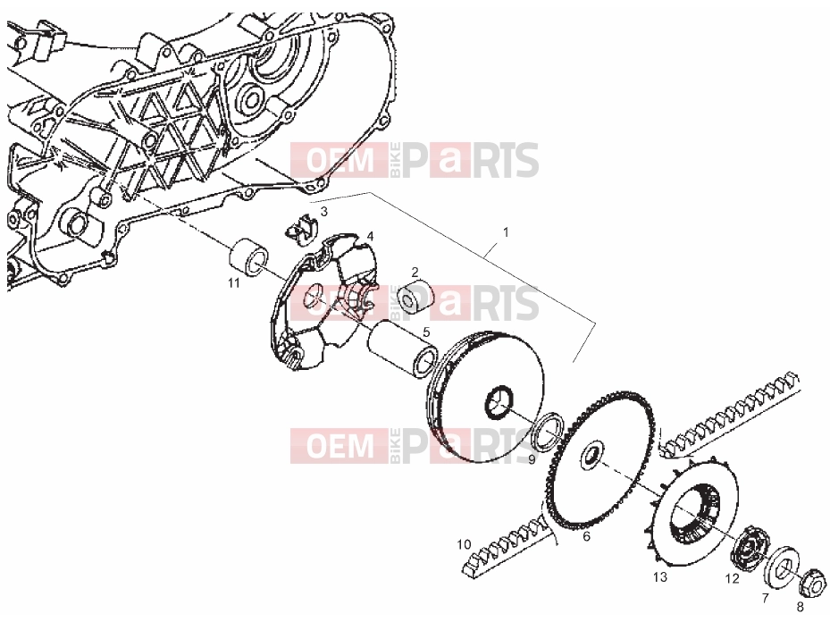 derbi GP1 50 OPEN Tables » Variator assembly