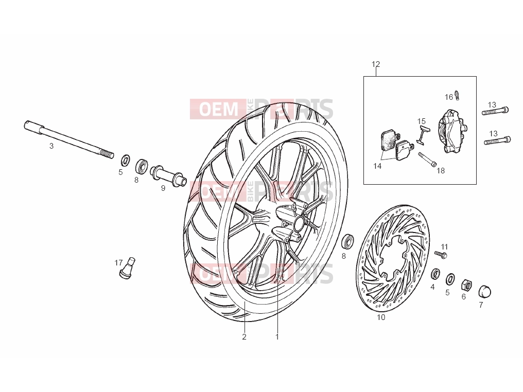 derbi GPR 50 Replica Tables » Front wheel