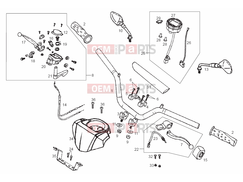 derbi QUAD DFW 50 Tables » Handlebar - Controls