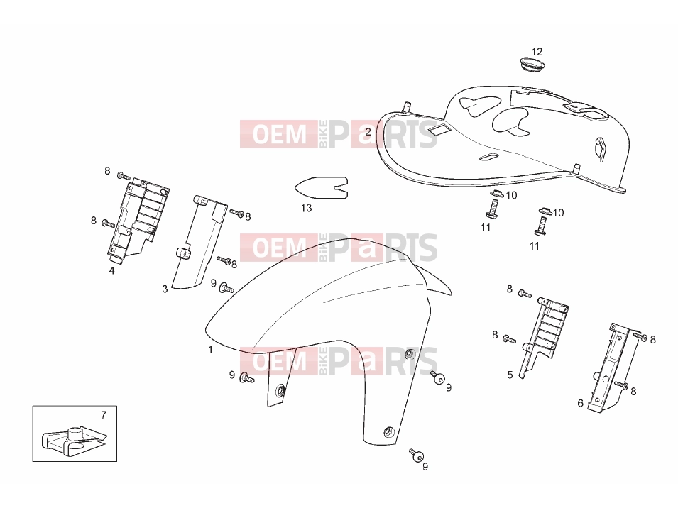 derbi Rambla 300 Tables » Front body - Front mudguard