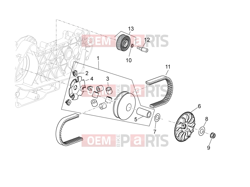 derbi Rambla 300 Alkatrész » variator assembly