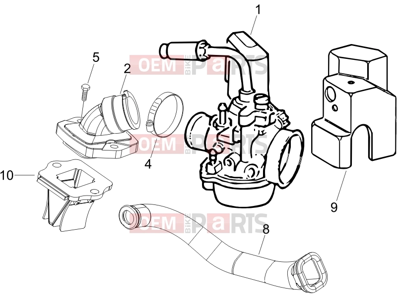 derbi Sonar 50 2T Engine » Carburettor, assembly - Union pipe