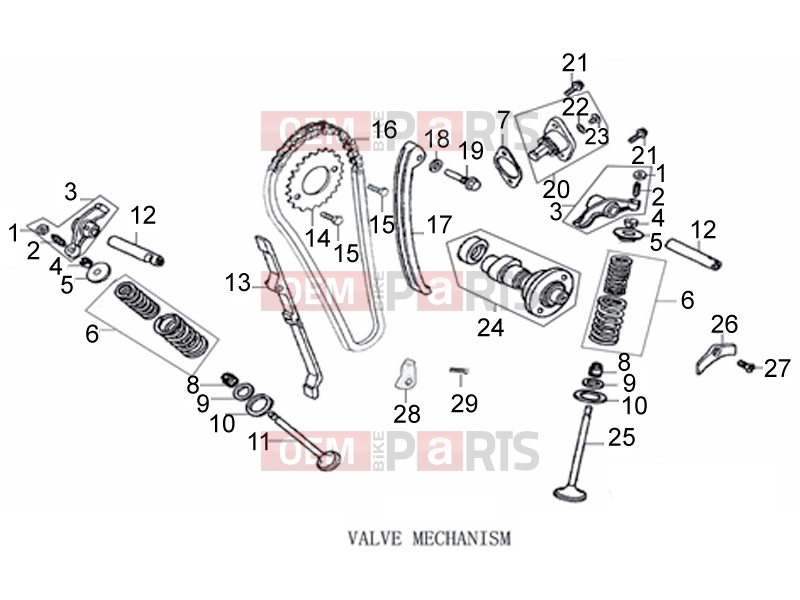 derbi STX 150 Engine » VALVE MECHANISM