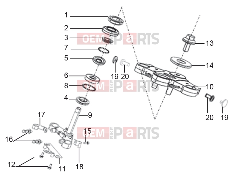 derbi STX 150 Frame » Steering stem assembly