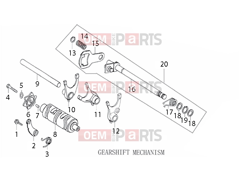 derbi STX 150 Engine » GEARSHIFT MECHANISM