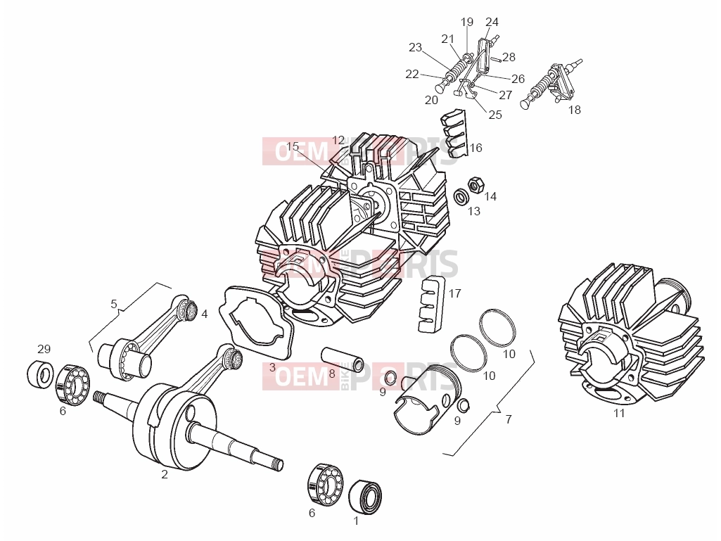 derbi Variant Courier 50 Tables » Head - Cylinder - Piston