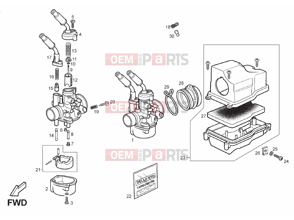 derbi Variant Courier 50 Tables » Carburettor
