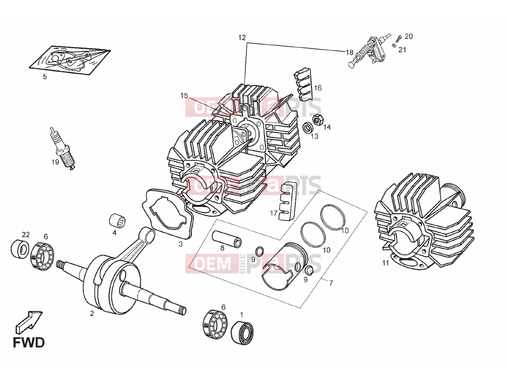 derbi Variant Courier 50 Tables » Head - Cylinder - Piston