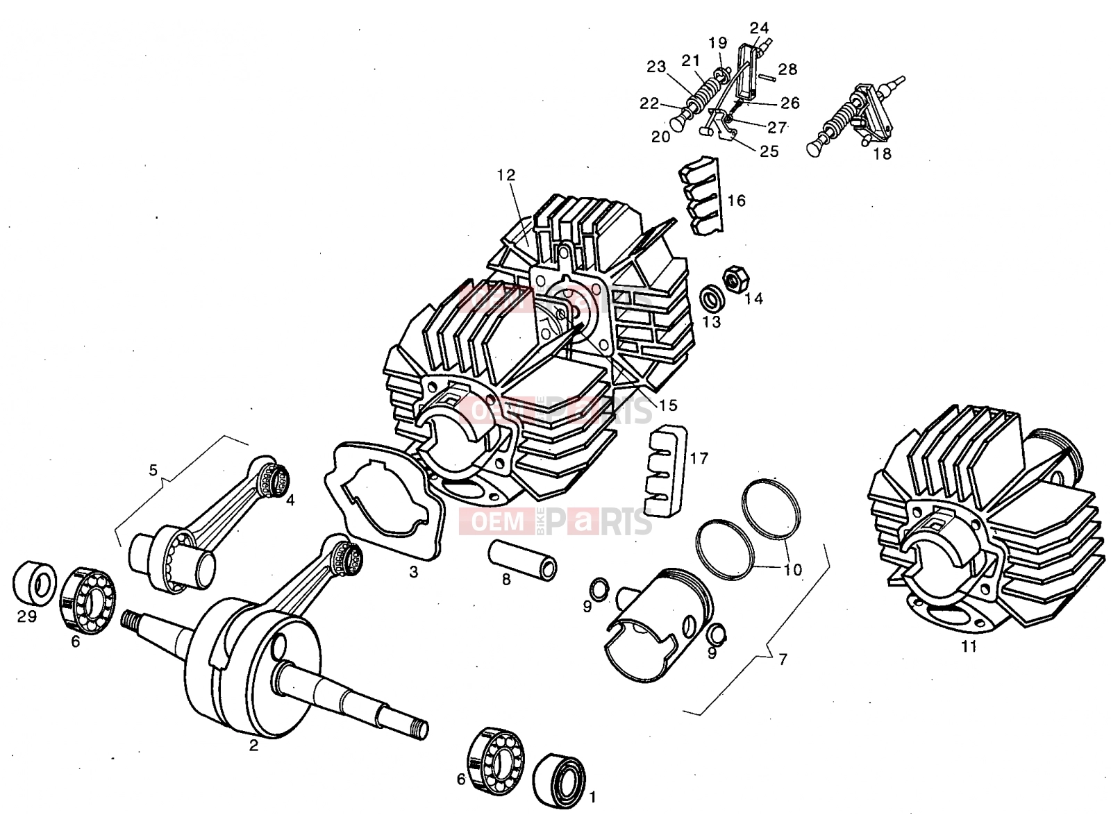 derbi Variant Courier 50 Tables » Cylinder - Head - Piston